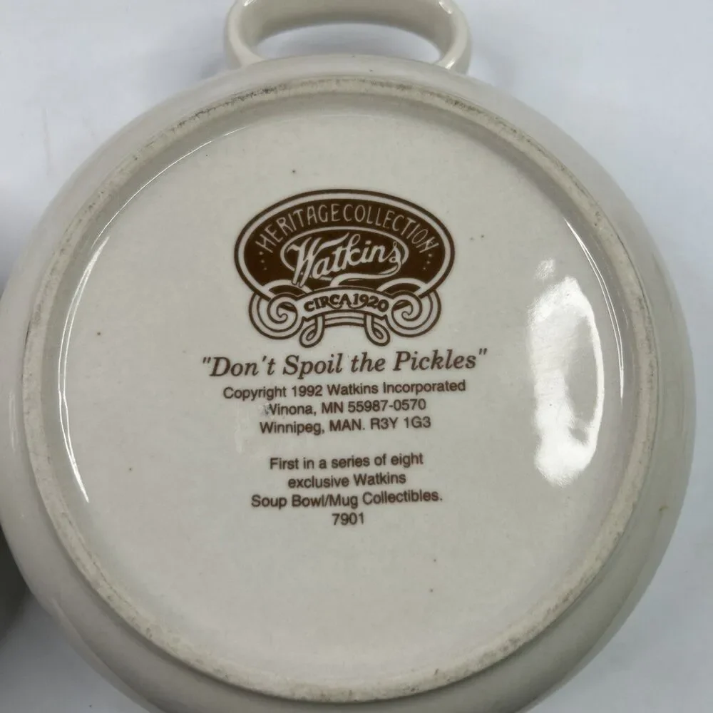 Vintage 1992 Watkins Heritage Collection Ceramic Handled Soup Bowls Set of 4